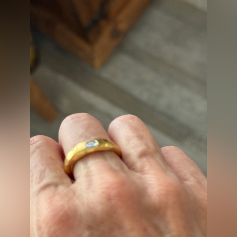 Diamond slice ring gold vermeil size 7 - Picture 4 of 5